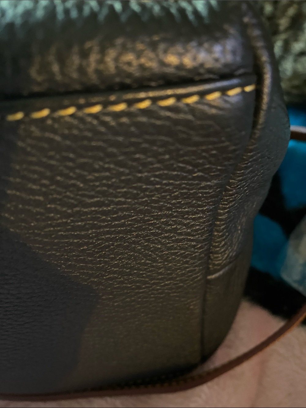 Dooney & Bourke Black Leather Satchel with Tan Trim and Gold Hardware - Picture 6 of 16
